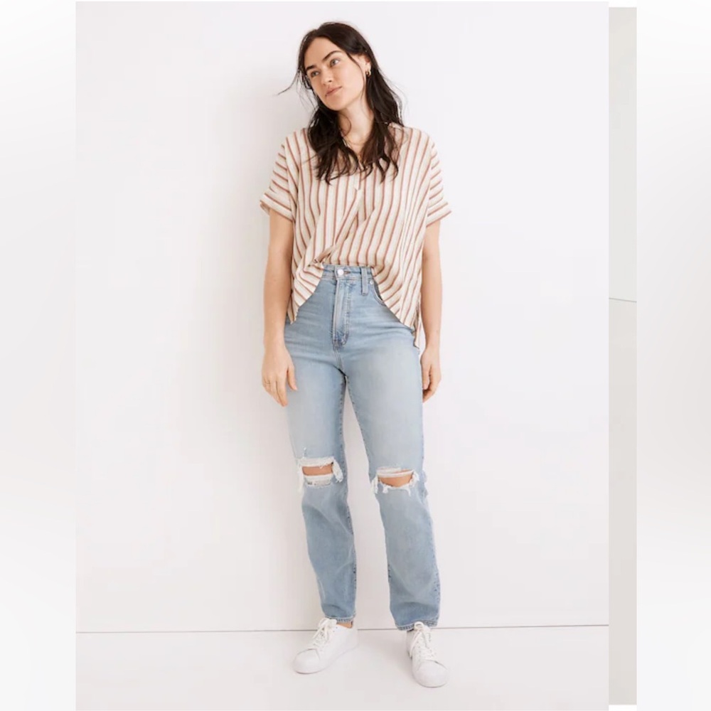 Madewell Curvy Perfect Vintage Straight Jeans Ripped Blue Size 31
